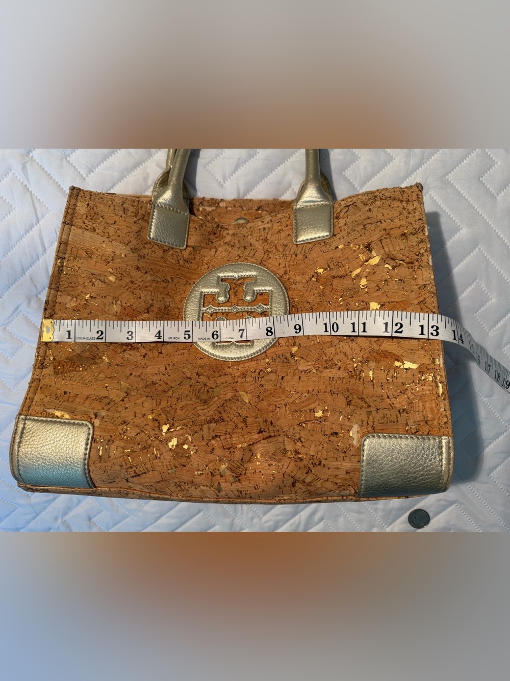 Tory Burch Cork Tote with Gold Metallic Trim - Picture 10 of 12